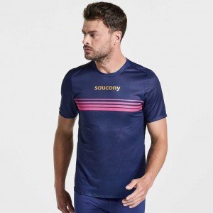 Saucony Elite Short Sleeve Muške Majica Tamnoplave | HRVATSKA JGRQKT