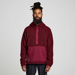 Saucony Recovery Sherpa Pullover Muške Majica s Kapuljačom Bordo | HRVATSKA TEGFLK