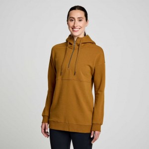 Saucony Recovery Zip Tunic Ženske Majica s Kapuljačom Smeđe | HRVATSKA ZOSWHX