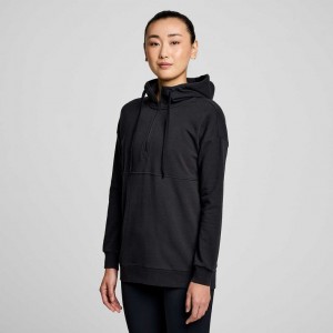 Saucony Recovery Zip Tunic Ženske Majica s Kapuljačom Crne | HRVATSKA IFODGS