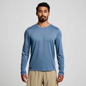 Saucony Stopwatch Long Sleeve Muške Majica Plave | HRVATSKA ZEPQRX