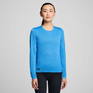 Saucony Stopwatch Long Sleeve Ženske Majica Plave | HRVATSKA ZQIVPX