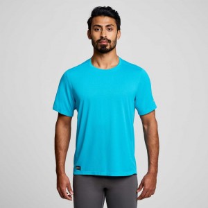 Saucony Stopwatch Short Sleeve Muške Majica Plave | HRVATSKA LXASTF