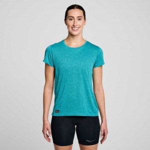 Saucony Stopwatch Short Sleeve Ženske Majica Tirkizne | HRVATSKA DPJMUH