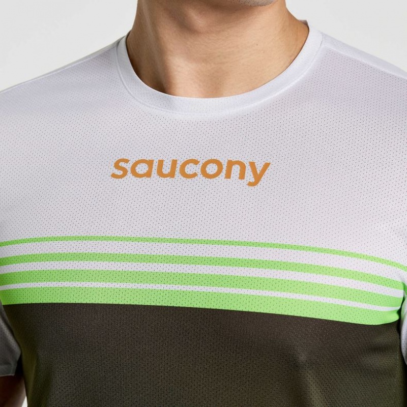 Saucony Elite Short Sleeve Muške Majica Bijele Crne | HRVATSKA PUOWRY