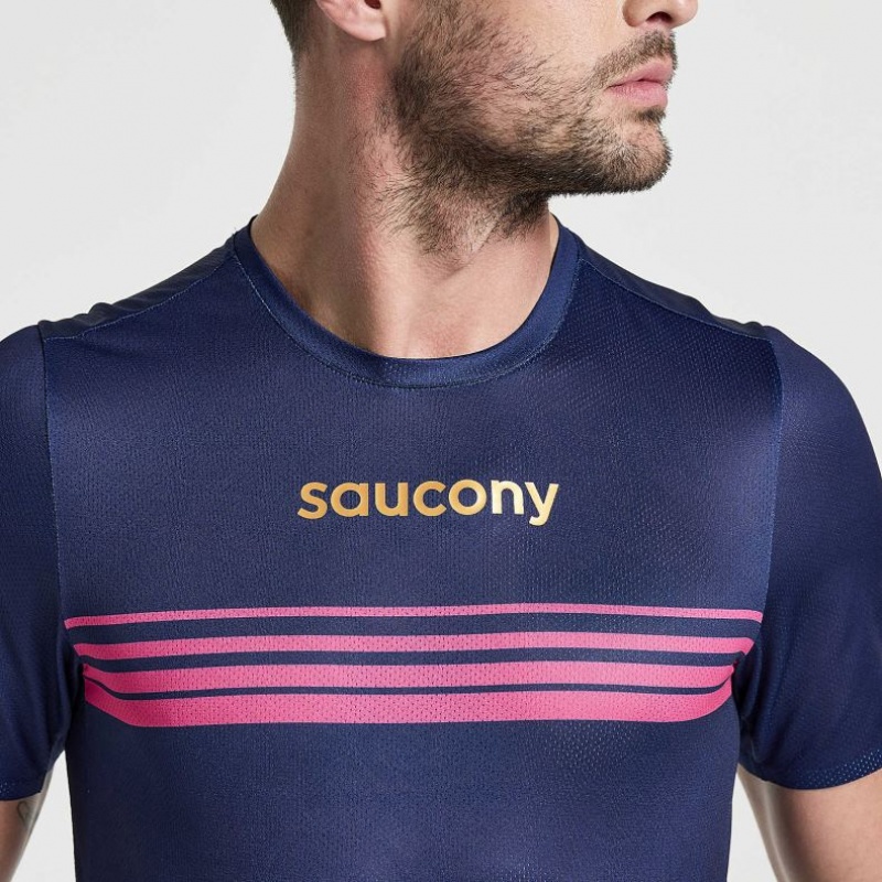 Saucony Elite Short Sleeve Muške Majica Tamnoplave | HRVATSKA JGRQKT