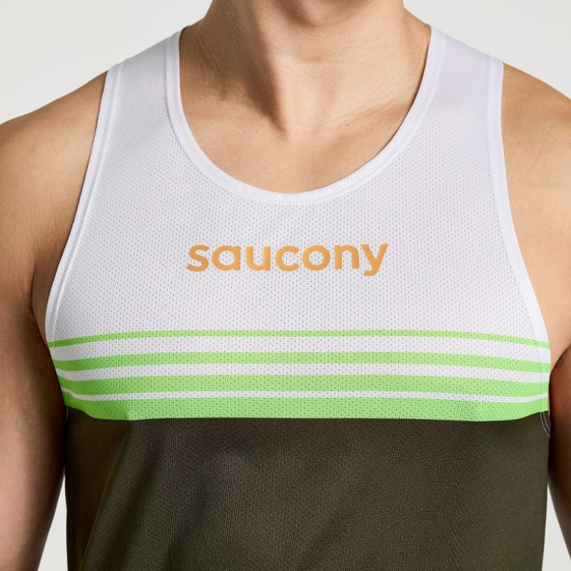 Saucony Elite Singlet Muške Majica Bez Rukava Bijele Crne | HRVATSKA KFDZYA