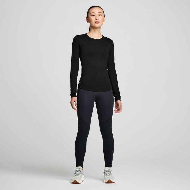 Saucony Peregrine Merino Long Sleeve Ženske Majica Crne | HRVATSKA DKSTJX