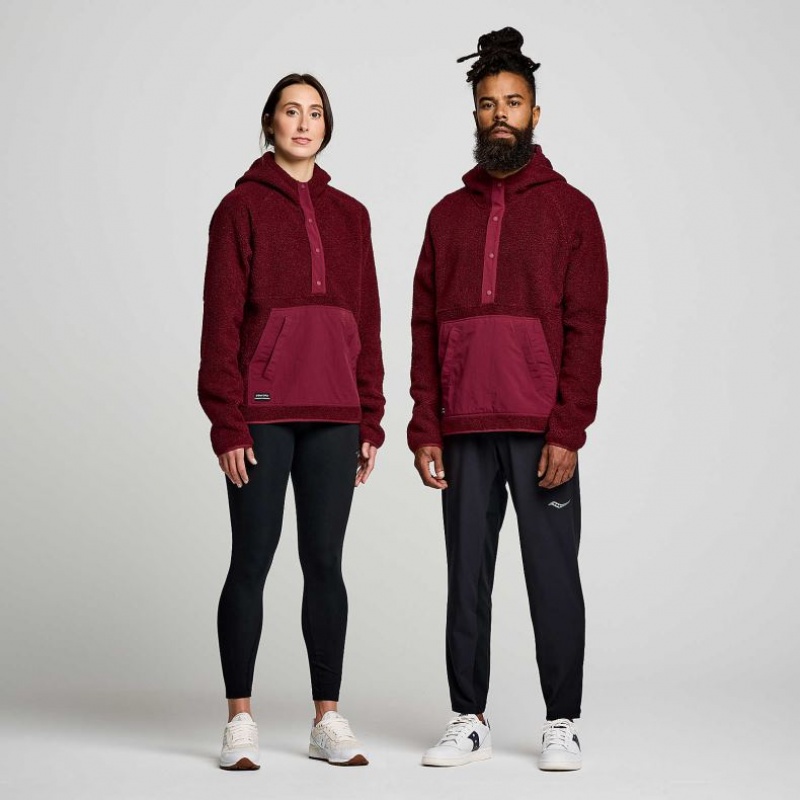 Saucony Recovery Sherpa Pullover Muške Majica s Kapuljačom Bordo | HRVATSKA TEGFLK