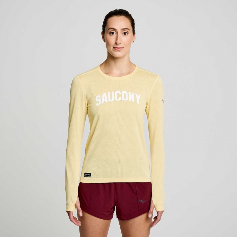 Saucony Stopwatch Graphic Long Sleeve Ženske Majica Žute | HRVATSKA YZNHDT