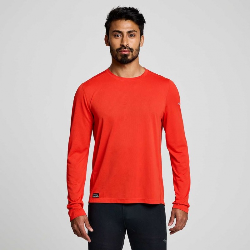 Saucony Stopwatch Long Sleeve Muške Majica Crvene | HRVATSKA GCJWTD