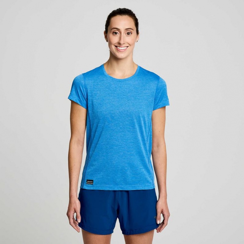 Saucony Stopwatch Short Sleeve Ženske Majica Plave | HRVATSKA ZRKGXD